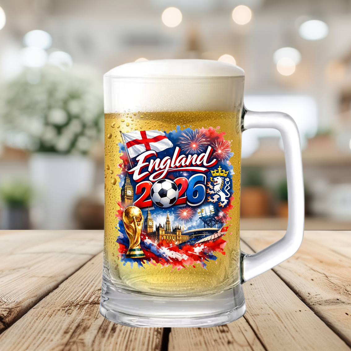 WORLD CUP 2026 ENGLAND THEMED GLASS TANKARDS